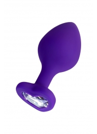 Фиолетовая анальная втулка Diamond Heart с прозрачным кристаллом - 8 см. - ToyFa - купить с доставкой в Домодедово