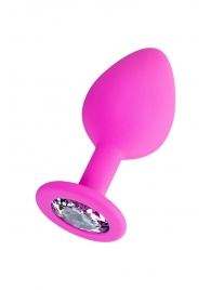 Розовая анальная втулка Brilliant с прозрачным кристаллом - 8 см. - ToyFa - купить с доставкой в Домодедово