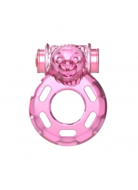 Розовое эрекционное кольцо с вибрацией Pink Bear - Baile - в Домодедово купить с доставкой