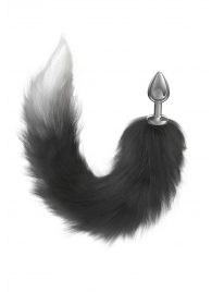 Серебристая анальная пробка с черным хвостом Galaxy - Lola Games - купить с доставкой в Домодедово