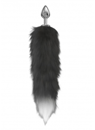 Серебристая анальная пробка с черным хвостом Starlit - Lola Games - купить с доставкой в Домодедово