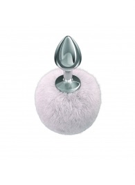 Серебристая анальная пробка с белым пушистым хвостиком Twinkle - Lola Games - купить с доставкой в Домодедово