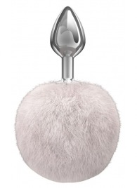 Серебристая анальная пробка с белым пушистым хвостиком Twinkle - Lola Games - купить с доставкой в Домодедово