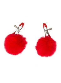 Зажимы на соски Angelic с красными меховыми шариками - Lola Games - купить с доставкой в Домодедово