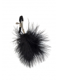 Зажимы на соски с черным пухом Euphoric - Lola Games - купить с доставкой в Домодедово