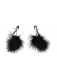 Зажимы на соски с черным пухом Euphoric - Lola Games - купить с доставкой в Домодедово