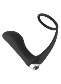 Черное эрекционное кольцо с анальной вибропробкой Vibrating Ring   Plug - Orion - в Домодедово купить с доставкой