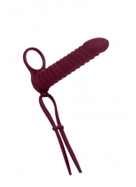 Бордовая вибронасадка для двойного проникновения Rori - 17 см. - Lola Games - купить с доставкой в Домодедово