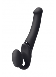 Черный безремневой вибрострапон Silicone Bendable Strap-On M - Strap-on-me - купить с доставкой в Домодедово