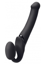 Черный безремневой вибрострапон Silicone Bendable Strap-On M - Strap-on-me - купить с доставкой в Домодедово