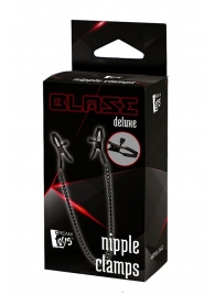 Черные зажимы на соски на цепочке BLAZE DELUXE NIPPLE CLAMPS - Dream Toys - купить с доставкой в Домодедово