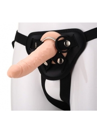 Телесный страпон на черных трусиках STRAP ON REAL DILDO - 20 см. - Dream Toys - купить с доставкой в Домодедово