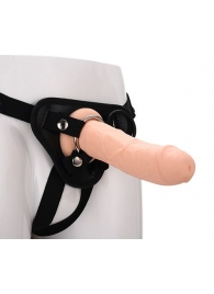 Черные трусики с телесной насадкой STRAP ON REAL DILDO - 21 см. - Dream Toys - купить с доставкой в Домодедово