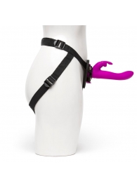 Лиловый страпон Rechargeable Vibrating Strap-On Harness Set - 17,6 см. - Happy Rabbit - купить с доставкой в Домодедово