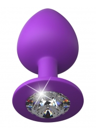 Фиолетовая анальная пробка со стразом Her Little Gem Large Plug - 9,5 см. - Pipedream - купить с доставкой в Домодедово