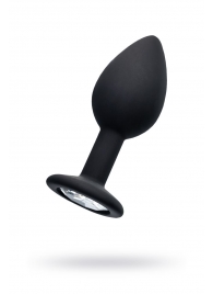 Черная анальная втулка с прозрачным стразом - 7,2 см. - POPO Pleasure - купить с доставкой в Домодедово