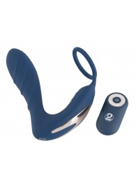 Синий вибростимулятор простаты с кольцом - 14,5 см. - Orion - в Домодедово купить с доставкой