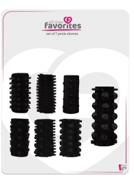 Набор из 7 черных насадок PENIS SLEEVES SET - Dream Toys - в Домодедово купить с доставкой