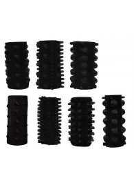Набор из 7 черных насадок PENIS SLEEVES SET - Dream Toys - в Домодедово купить с доставкой