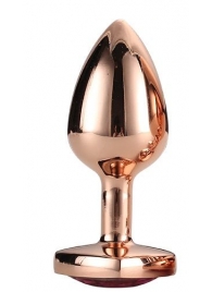Золотистая анальная втулка с кристаллом-сердечком розового цвета - 7,1 см. - Dream Toys - купить с доставкой в Домодедово
