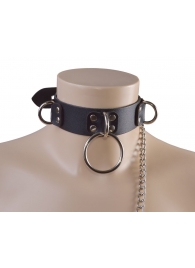 Черный кожаный ошейник Big Ring - Sitabella - купить с доставкой в Домодедово