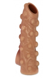 Телесная насадка с бугорками и открытой головкой Nude Sleeve L - 14 см. - KOKOS - в Домодедово купить с доставкой