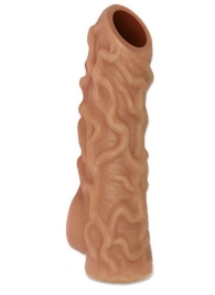Телесная насадка с венками и открытой головкой Nude Sleeve L - 14 см. - KOKOS - в Домодедово купить с доставкой