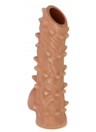 Телесная насадка с шипами и открытой головкой Nude Sleeve M - 12 см. - KOKOS - в Домодедово купить с доставкой
