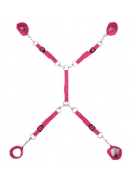 Ярко-розовый набор фиксаций на кровати Classic Bed Spreader - Lux Fetish - купить с доставкой в Домодедово
