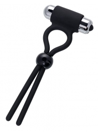 Черное эрекционное лассо Ect с виброэлементом - A-toys - в Домодедово купить с доставкой