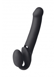 Черный безремневой вибрострапон Vibrating Bendable Strap-On L - Strap-on-me - купить с доставкой в Домодедово