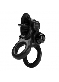 Черное эрекционное кольцо с подхватом мошонки и стимулятором клитора Passionate Ring - Baile - в Домодедово купить с доставкой
