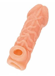 Телесная закрытая насадка с венками Cock Sleeve Size S - 13,8 см. - KOKOS - в Домодедово купить с доставкой