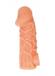 Телесная закрытая насадка с венками Cock Sleeve Size L - 17,6 см. - KOKOS - в Домодедово купить с доставкой
