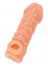 Телесная закрытая насадка с венками Cock Sleeve Size L - 17,6 см. - KOKOS - в Домодедово купить с доставкой