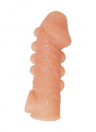 Телесная закрытая насадка с шишечками Cock Sleeve Size M - 15,6 см. - KOKOS - в Домодедово купить с доставкой