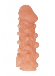 Телесная закрытая насадка с шариками Cock Sleeve Size L - 17,6 см. - KOKOS - в Домодедово купить с доставкой