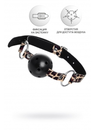 Черный кляп-шар на леопардовых ремешках Anonymo - ToyFa - купить с доставкой в Домодедово