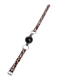 Черный кляп-шар на леопардовых ремешках Anonymo - ToyFa - купить с доставкой в Домодедово