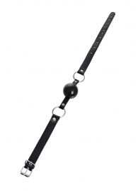 Черный кляп-шар на кожаных ремешках Anonymo - ToyFa - купить с доставкой в Домодедово