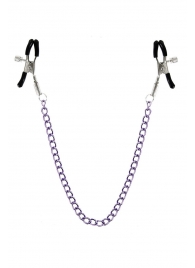Зажимы для сосков с фиолетовой цепочкой Sweet Caress Nipple Chain - Sweet Caress - купить с доставкой в Домодедово