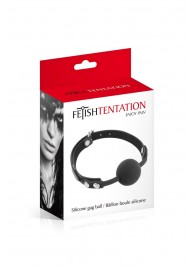 Черный силиконовый кляп-шарик на ремешках - Fetish Tentation - купить с доставкой в Домодедово