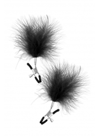 Зажимы на соски с черными пуховыми кисточками Sweet Caress Feather Nipple Clumps - Sweet Caress - купить с доставкой в Домодедово