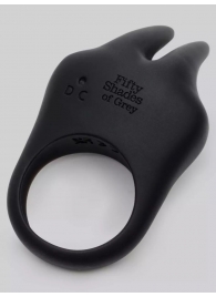 Черное эрекционное виброкольцо Sensation Rechargeable Vibrating Rabbit Love Ring - Fifty Shades of Grey - в Домодедово купить с доставкой