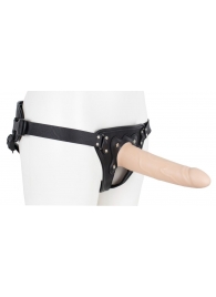 Пустотелый страпон Harness CLASSIC с бандажом - 19,5 см. - LOVETOY (А-Полимер) - купить с доставкой в Домодедово