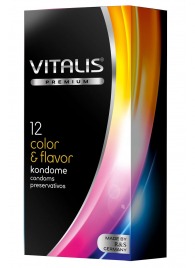 Цветные ароматизированные презервативы VITALIS PREMIUM color   flavor - 12 шт. - Vitalis - купить с доставкой в Домодедово