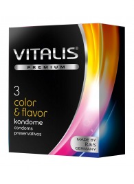 Цветные ароматизированные презервативы VITALIS PREMIUM color   flavor - 3 шт. - Vitalis - купить с доставкой в Домодедово