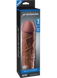 Коричневая насадка Mega 2  Extension - 20,3 см. - Pipedream - в Домодедово купить с доставкой