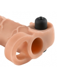 Телесная вибронасадка с кольцом Vibrating Real Feel 2 Extension - 16 см. - Pipedream - в Домодедово купить с доставкой