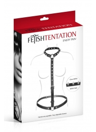 Черная упряжь на тело с шипами на ошейнике - Fetish Tentation - купить с доставкой в Домодедово